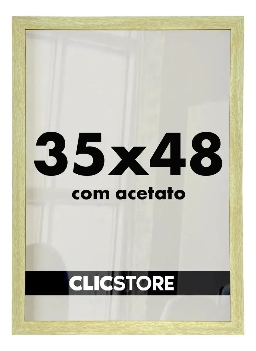 Kit 2 Molduras 35x48 Quebra Cabeça Com Acetato Quadros Cor Carvalho