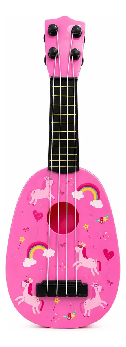 Brinquedo Violão Ukulele Infantil Introdução Musical Rosa