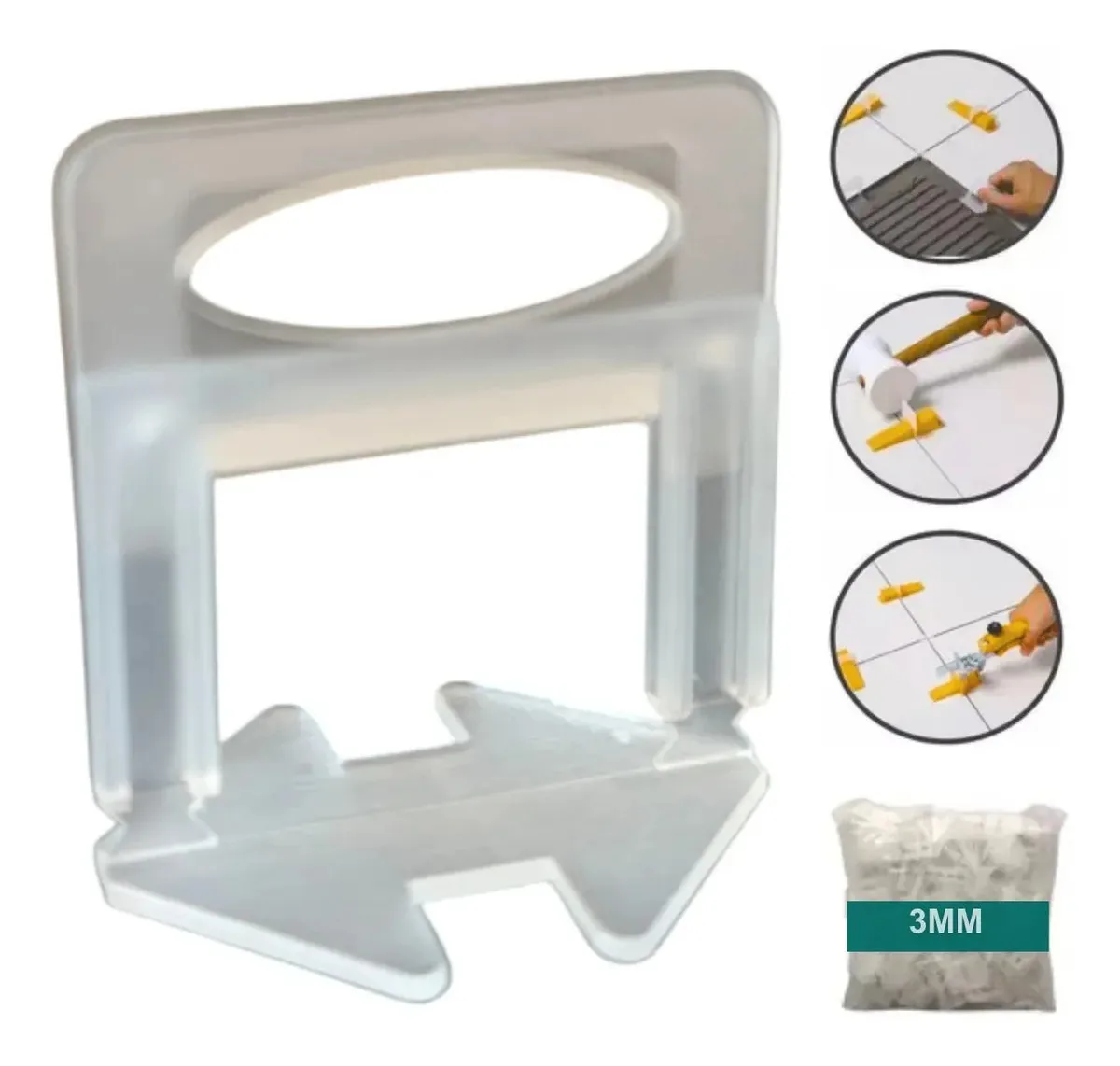 Kit 100 Nivelador Espaçador Piso Porcelanato 1mm 1,5mm 2mm Cor 3mm