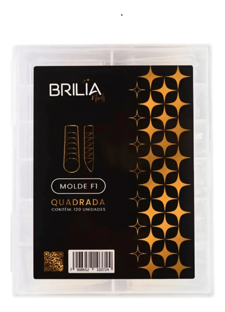 Molde F1 Unhas Gel Profissional 120 Unidades Brilia Nails Quadrada