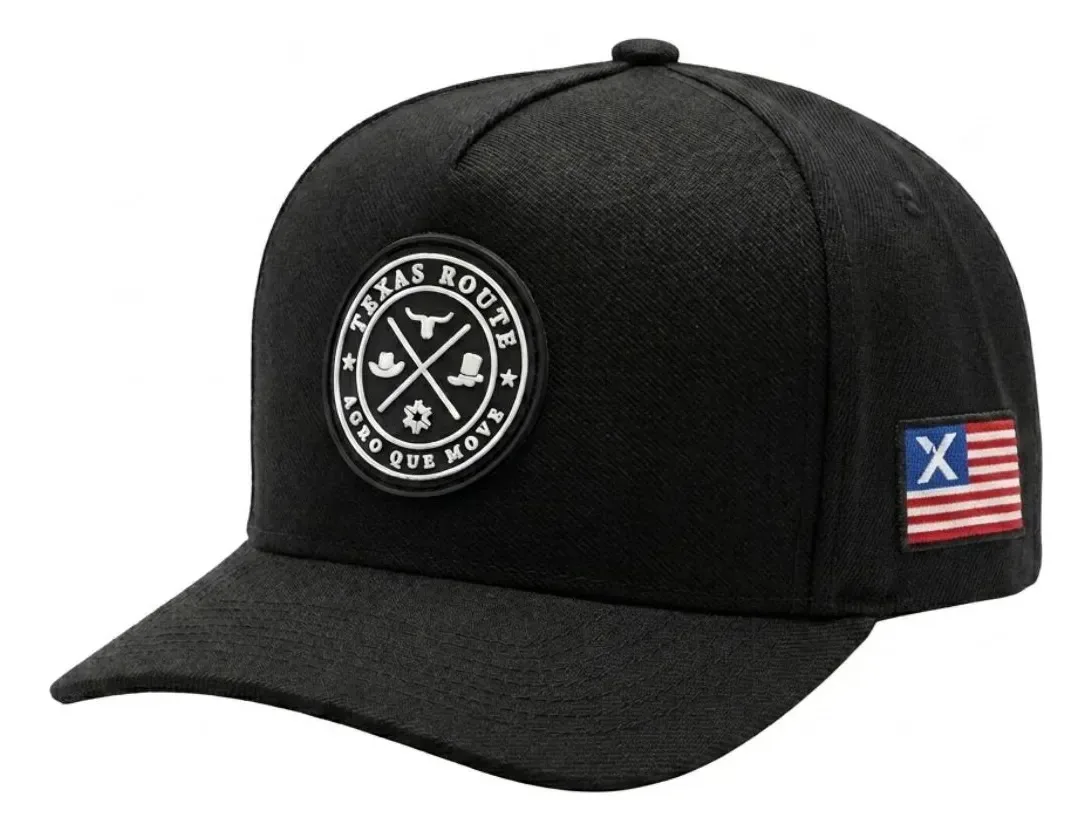 Boné Country Agro Texas Route Aba Curvada Bandeira Ajustável Preto Un Agro Que Move