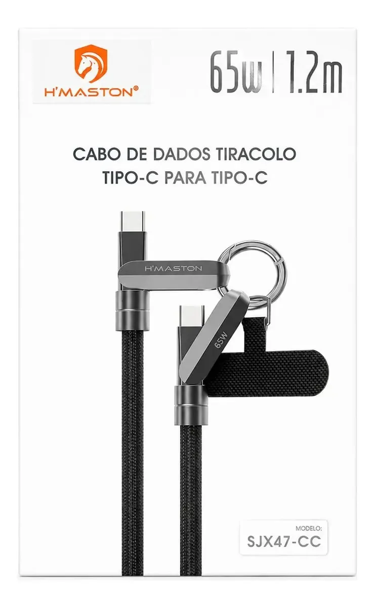 Cabo De Dados Tiracolo Tipo-c Para Tipo-c Cinza