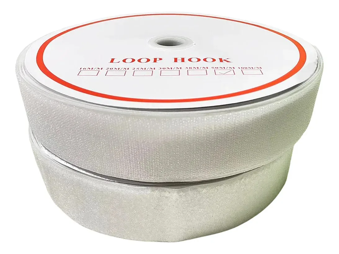 Fecho De Contato 50mm Preto/branco Rolo 25mts - Macho/femea Branco