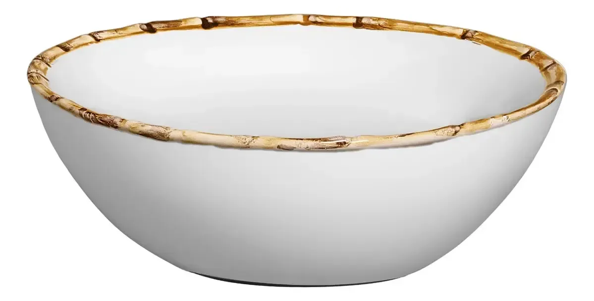 KIT 2 TIGELAS BRANCAS, BAMBU , SCALLA CERAMICA