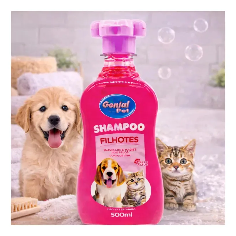 Shampoo Para Pets Filhotes Genial Pet 500ml Cães E Gatos Shampoo Para Filhotes Cães E Gatos 500 Ml- Aloe Vera