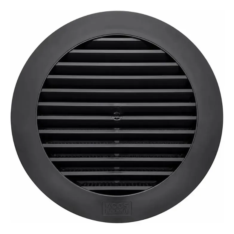 Grade De Ventilação Encaixe 200 Mm Preta Com Tela Preto