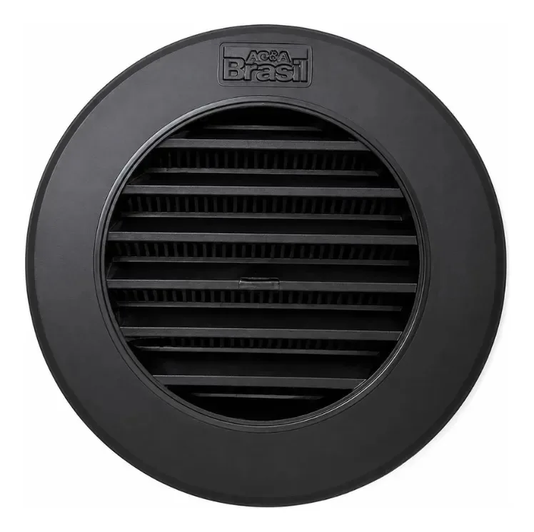 Grade De Ventilação Encaixe 100 Mm Preta Com Tela Preto