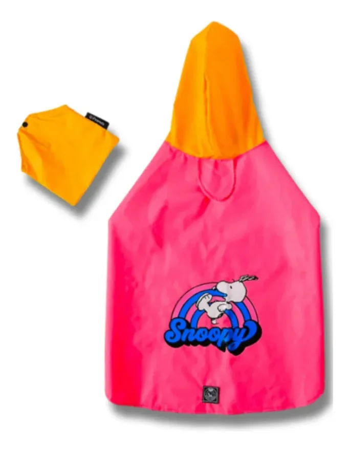 Capa Chuva Pet Snoopy Rainbow Rosa Cachorro Impermeavel P
