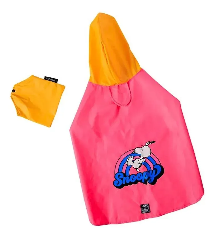 Capa De Chuva Para Cachorro Snoopy Rosa Raças Médias M