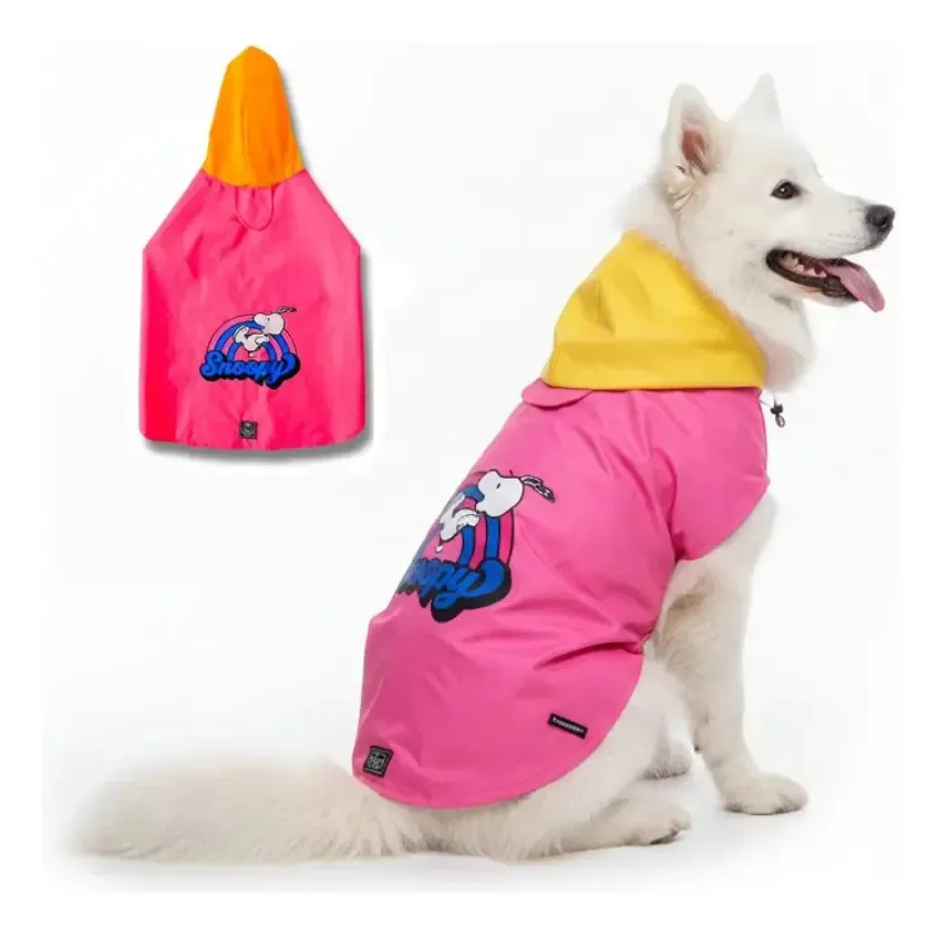 Capa De Chuva Para Cachorro Snoopy Rosa Raças Gigantes Xgg