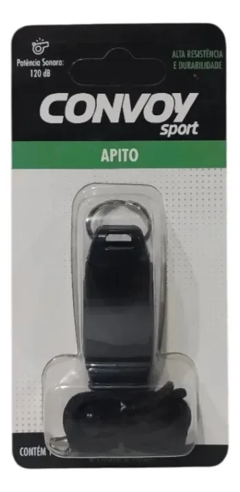 Apito Profissional Convoy com Cordão – Preto