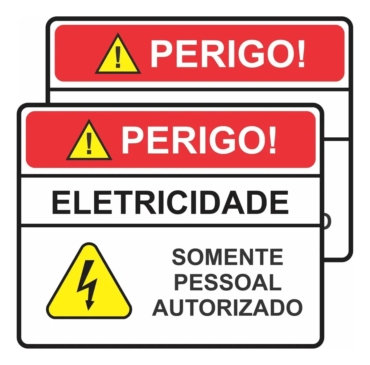 Kit 2 Adesivos Sinaliza Perigo Eletricidade Pvc Transparente Transparente Com Vermelho, Branco, Preto E Amarelo