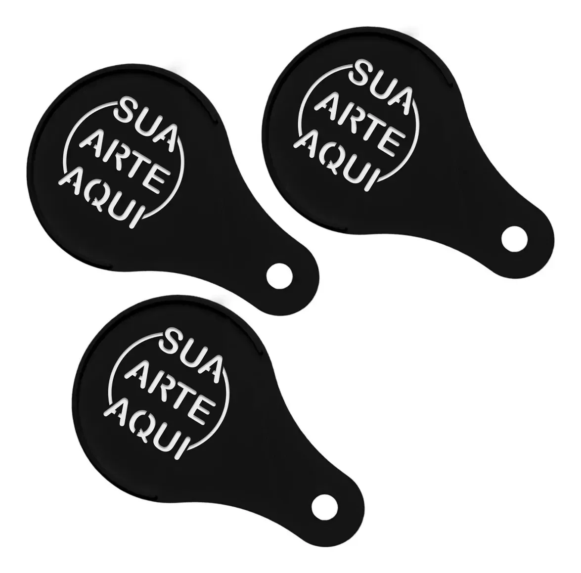 Kit 3 Stencils Personalizado Para Café - 8,0cm Branco Personalizado