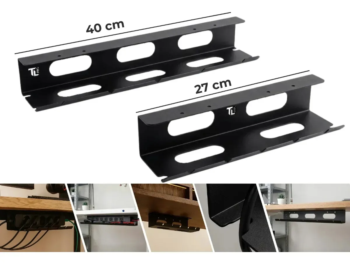 Suporte Fios Mesa Organizador Metálico Para Cabos Setup Aço Suporte Fios - 27cm