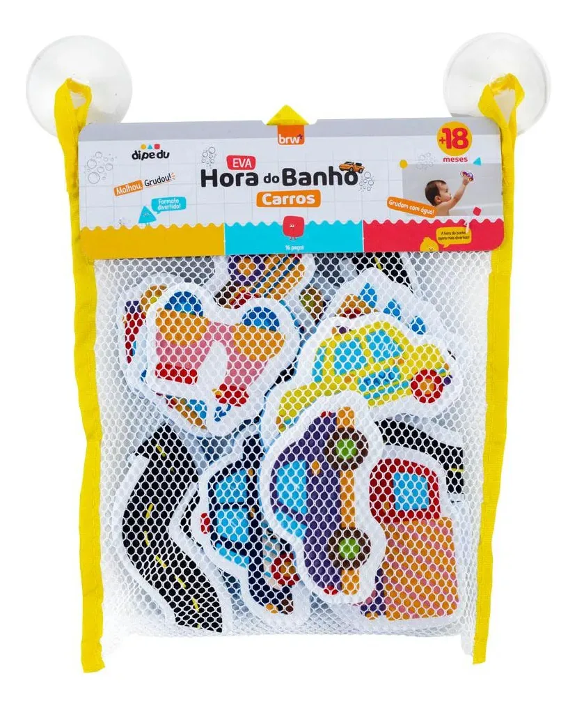 Brinquedo E.v.a Hora Do Banho Carros 16pçs Dipedu Brw