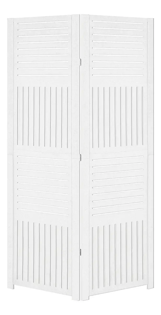 2 Biombo Pintado Separador Divisor De Ambiente Placa Mdf Cor Branco Horizontal Vertical