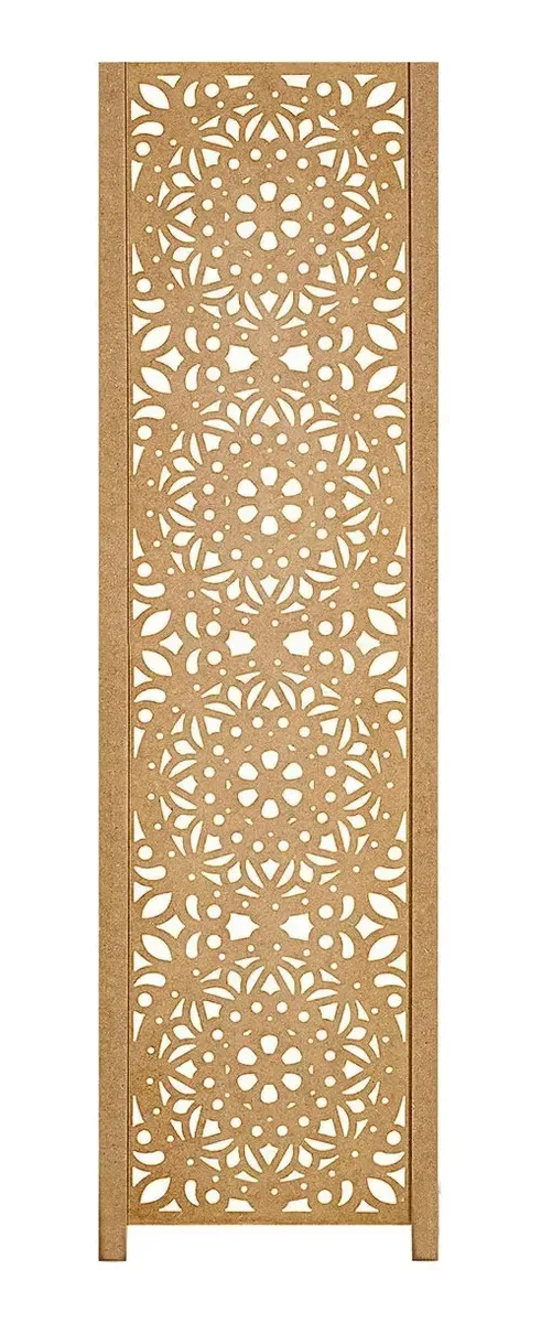 1 Biombo Divisor De Ambiente Madeira Painel Mdf Variado Cp Mandala Cru