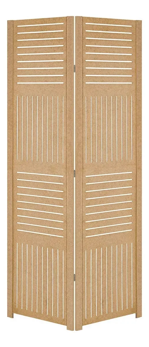 Biombo 2 Folha Divisor Ambiente Madeira Mdf Variado Horizontal