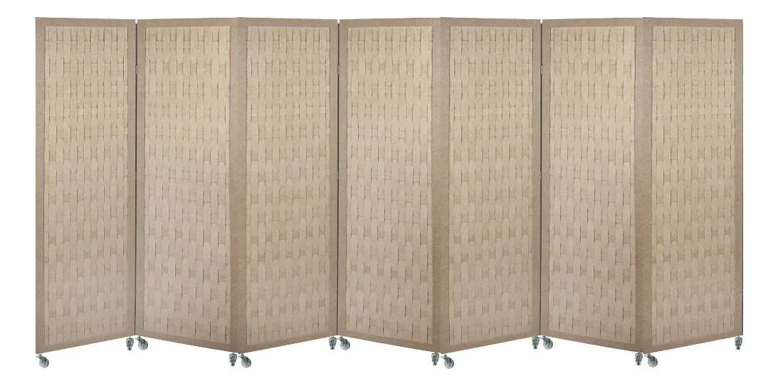 7 Biombo Trançado Mdf Sanfonado Com Rodinha Divisoria