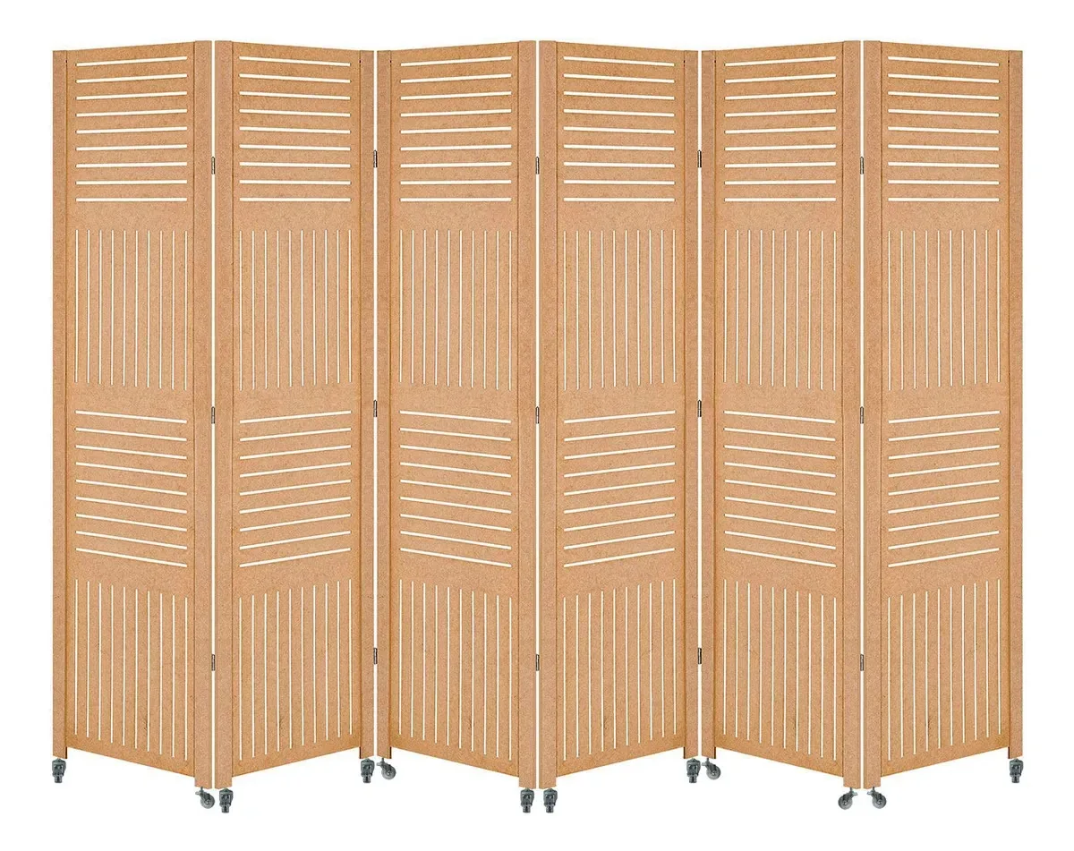 6 Biombo Horizontal Vertical Painel Divisor Com Rodinha Nc