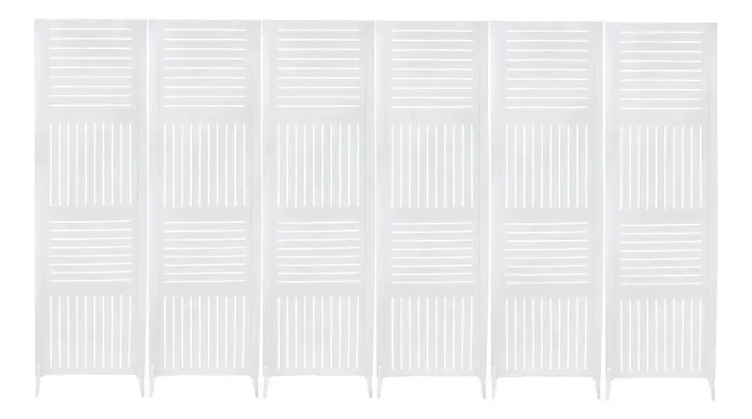6 Biombo Pintado Painel Divisor Divisória De Ambiente Pé Cc Horizontal Verical Branco