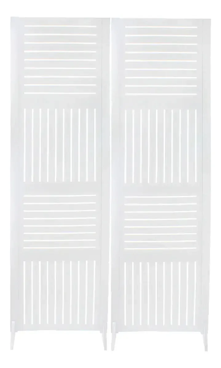 2 Biombo Pintado Folha Divisor Divisória Ambiente Pé Nc Horizontal Vertical Branco