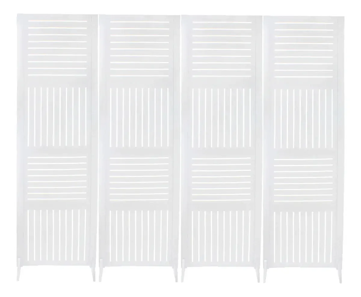 4 Biombo Pintado Folha Divisor Divisória De Ambiente Pé Cc Horizontal Vertical Branco