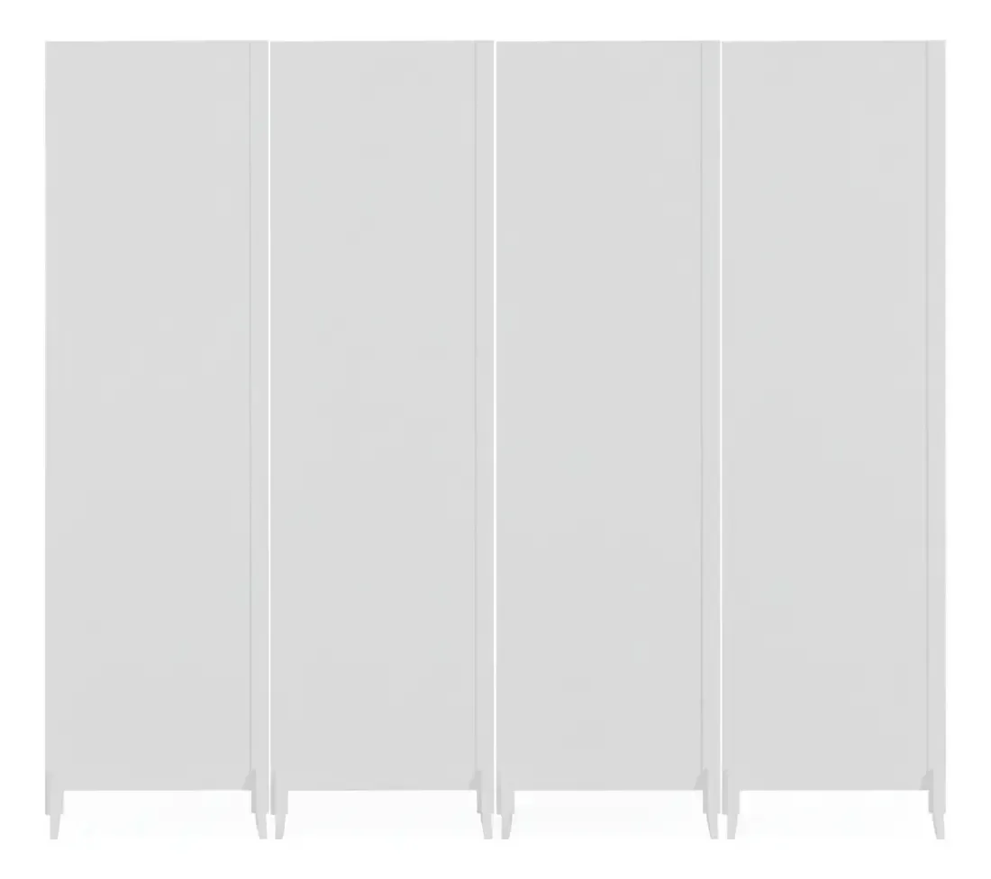 4 Biombo Pintado Folha Divisor Divisória De Ambiente Pé Cc Liso Fechado Branco
