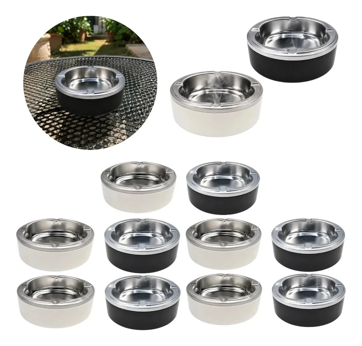 10 Cinzeiros De Metal 11cm Redondo Resistente Luxuoso