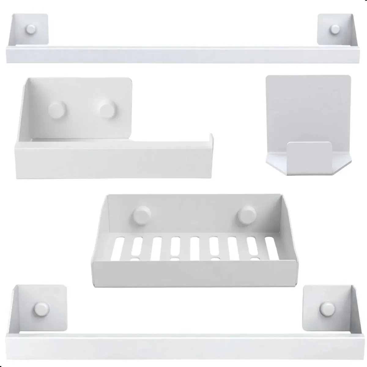 Kit De Acessórios Para Banheiro Branco 5pcs F.master Slim Df Branco