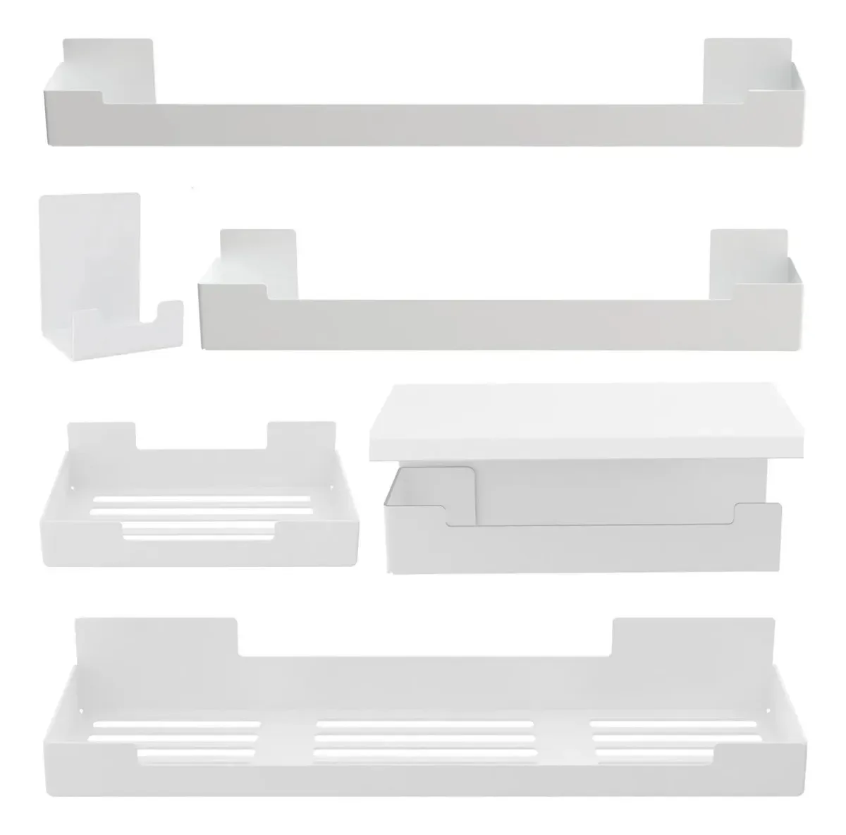 Kit Acessórios Para Banheiro Com Adesivo 6pcs Branco F.eLG