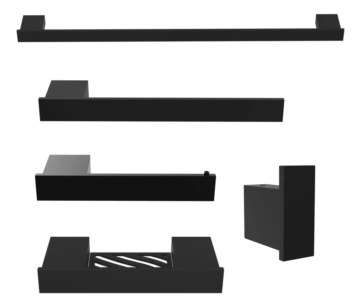 Kit Acessórios Para Banheiro 5 Peças Preto F.master