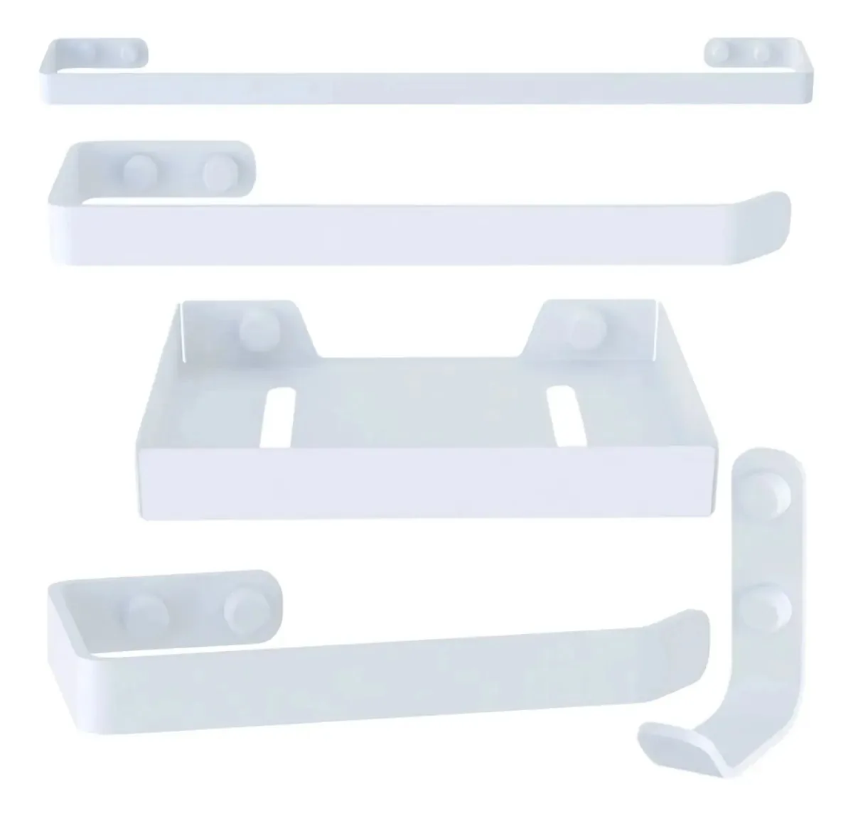 Kit De Acessórios Para Banheiro Branco 5 Peças Fs.plus