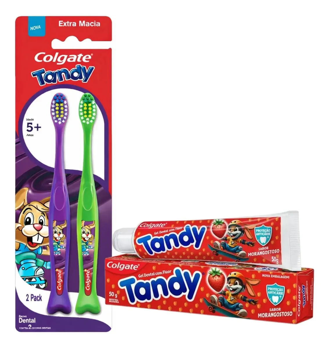 Kit Escova Dental + Creme Dental Colgate Tandy Morango +5