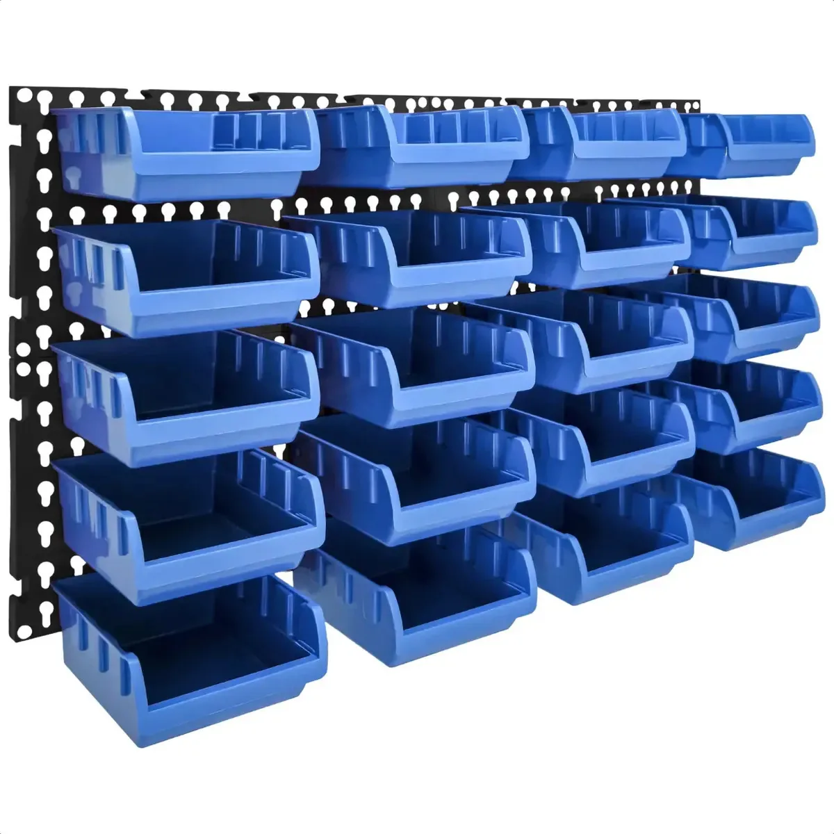 Painel Ferramenta Porta Parafuso 20 Cx Organizador Gaveteiro Cor Preto Com Azul