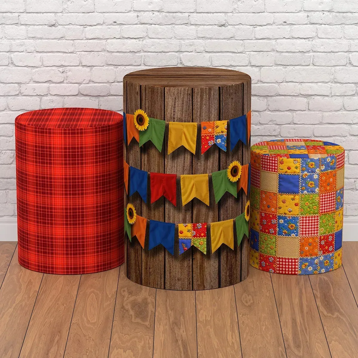 Kit Trio Cilindro Festa Junina Decoração De Festa São João Em Tecido Veste Fácil Criatema