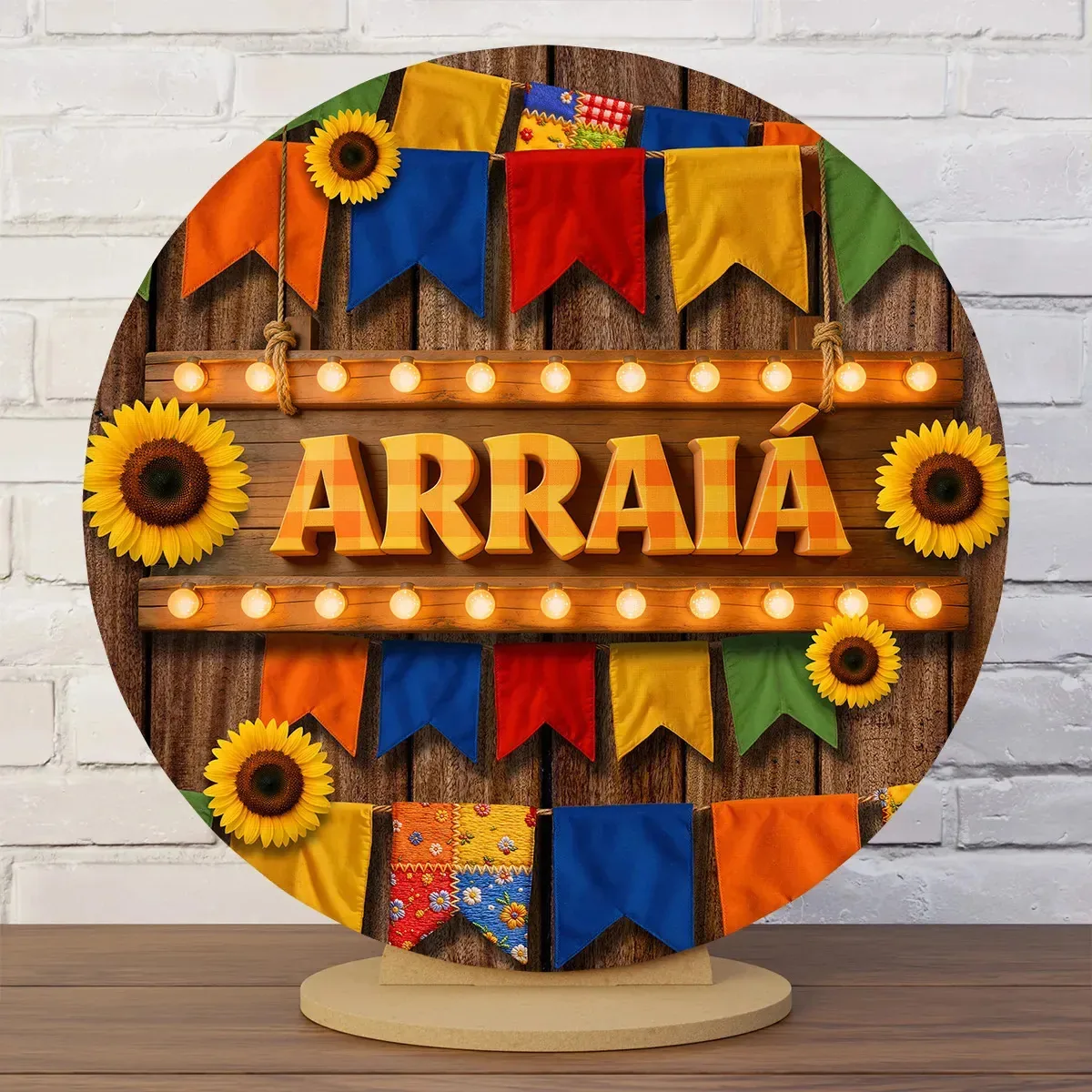 Painel Redondo Festa Junina 50x50cm Pegue E Monte Decoração De Festa Arraiá São João Em Tecido Criatema