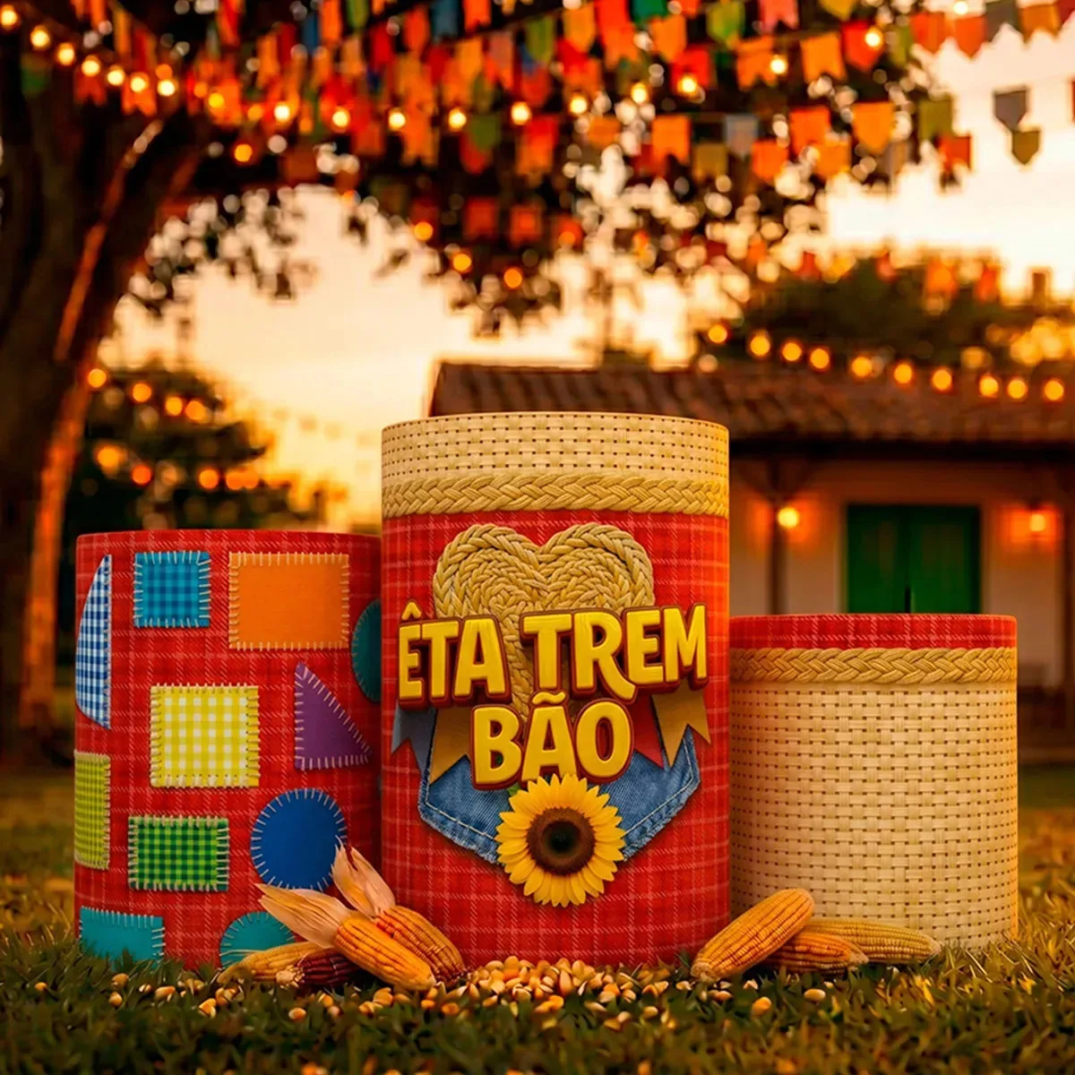 Capas Trio De Cilindro Festa Junina Decoração Arraiá Em Tecido Sublimado Criatema