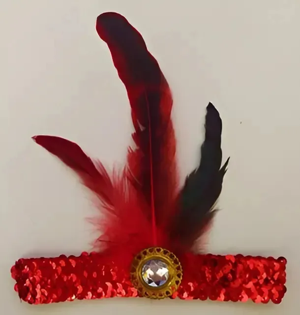 Tiara Faixa Melindrosa Com Pena Cor Vermelho