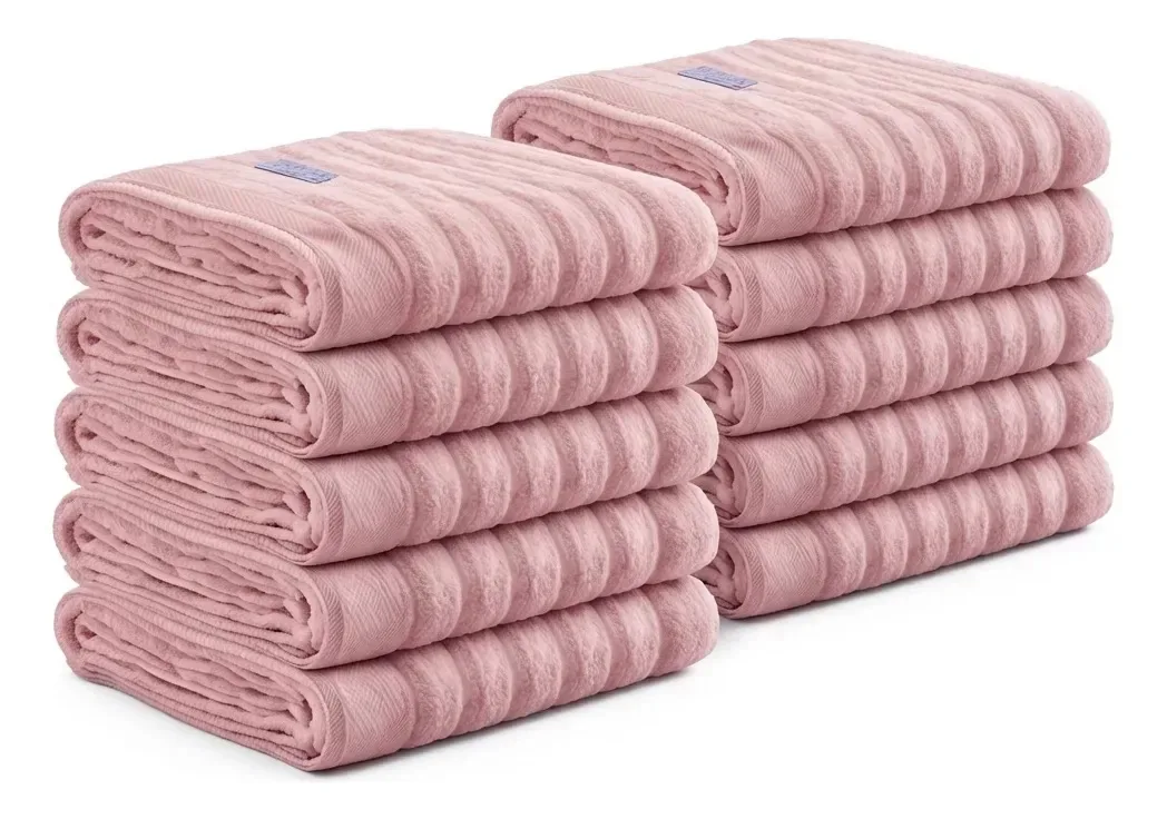 Kit 10 Toalhas Banho Aura 100% Algodão 520g/m² - Altihaus Rosa
