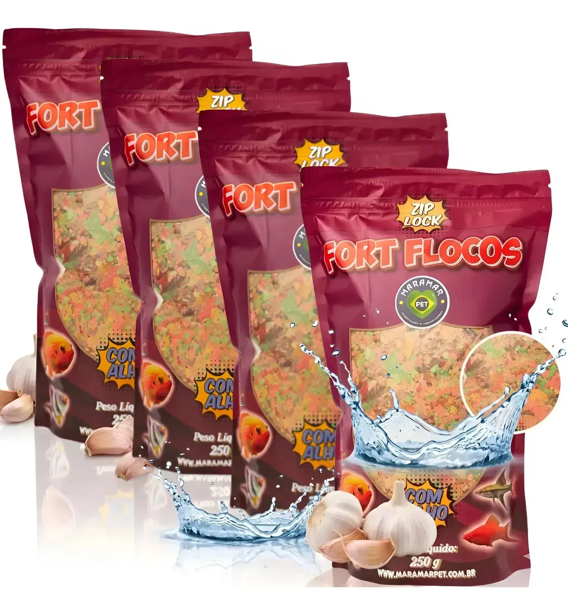 Ração Maramar Fort Flocos Para Peixes 4x 250g Aquário Peixes