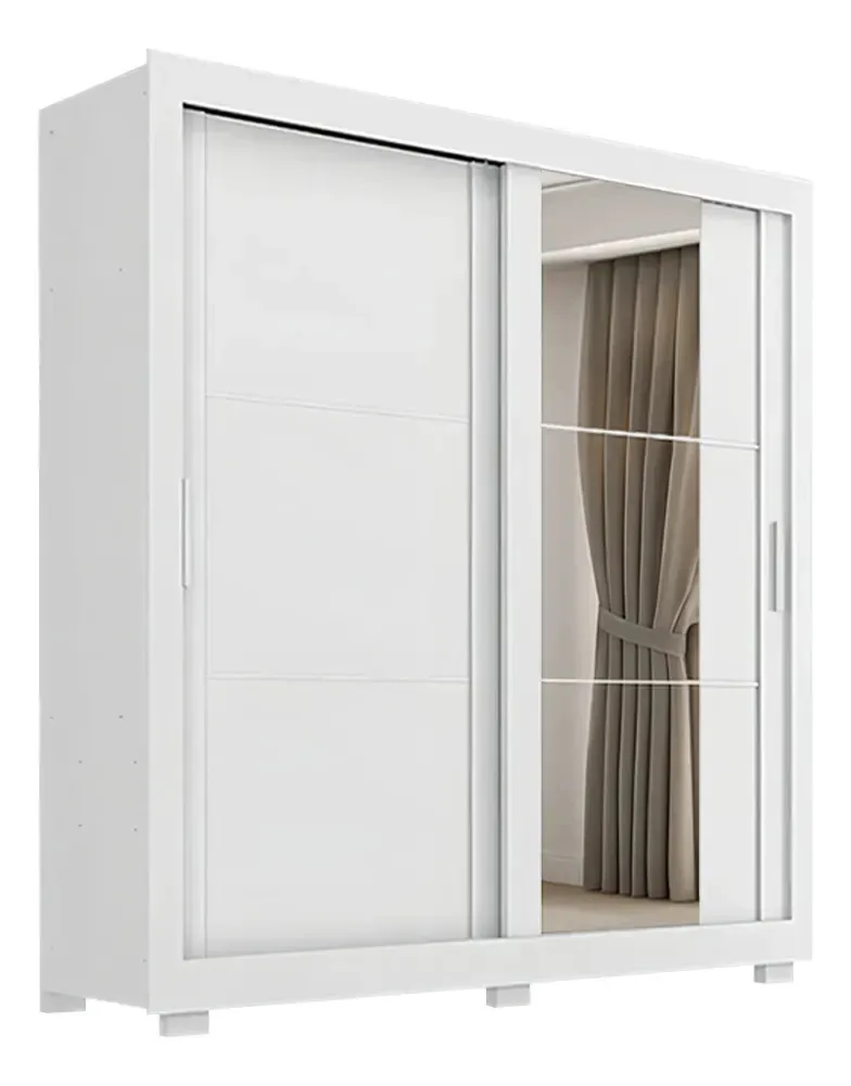 Guarda Roupas Casal Espelho 2 Portas E 4 Gavetas Siena Branco