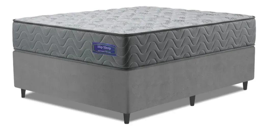 Cama Box Colchão Casal Molas Ensacadas Atlanta 138x188x60cm Cinza
