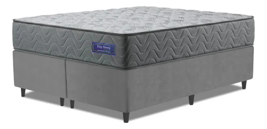 Cama Box Colchão Queen Molas Ensacadas Atlanta 158x198cm Cinza