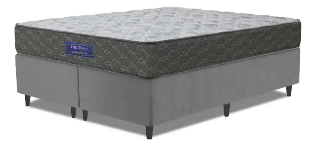 Cama Box Colchão Queen Ortopédico Espuma D33 Hiper Cinza