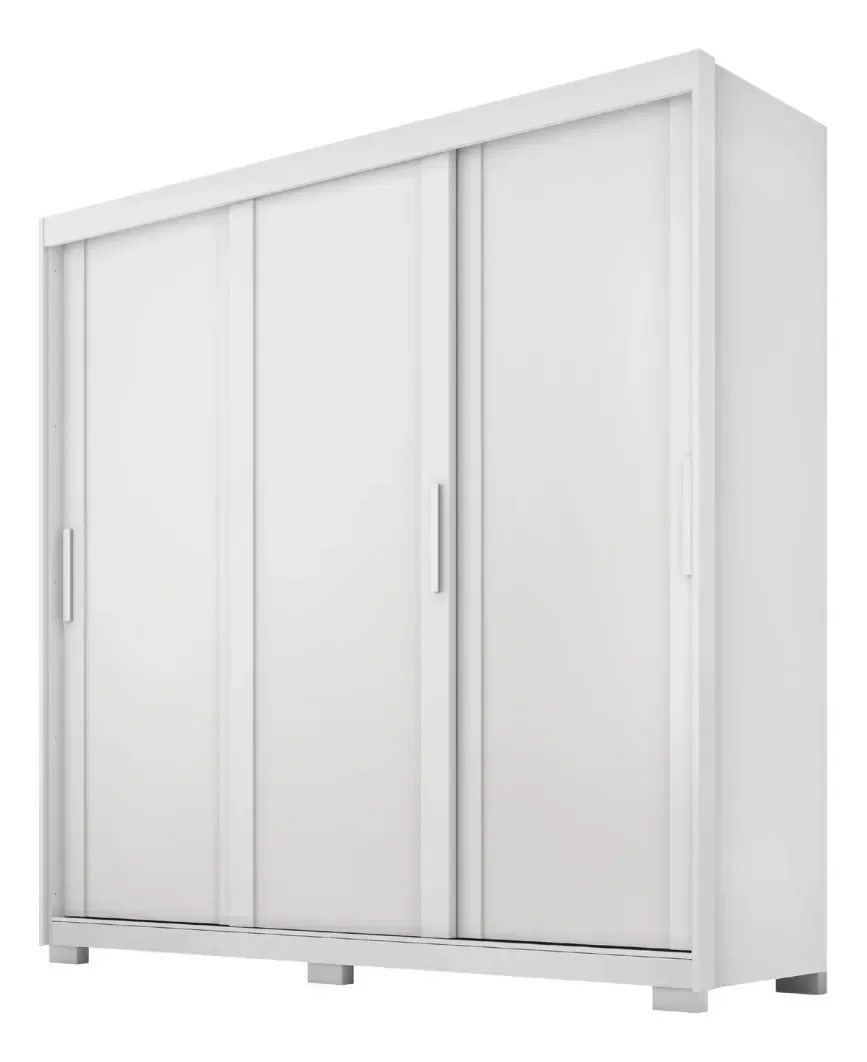 Guarda Roupas Casal 3 Portas De Correr E 4 Gavetas Canadá Branco