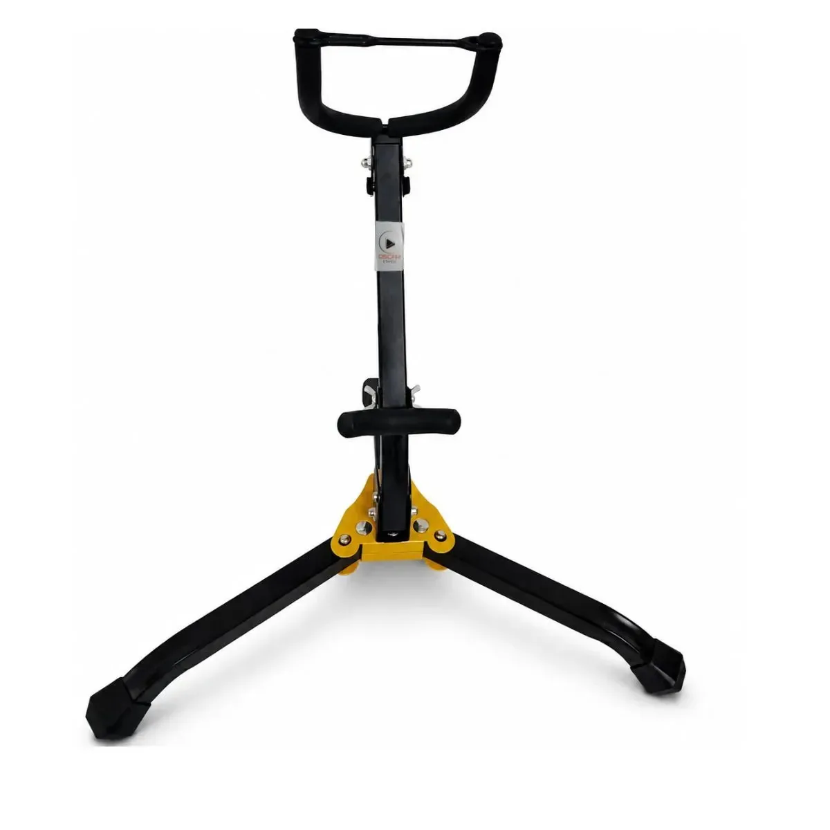 Suporte para Saxofone Alto e Tenor Oscar Stands OS652 Dobrável Reforçado com Base Tripé, Apoios Emborrachados, Estrutura Metálica Preta, Compacto para Palco, Estúdio, Igreja e Transporte Profissional.