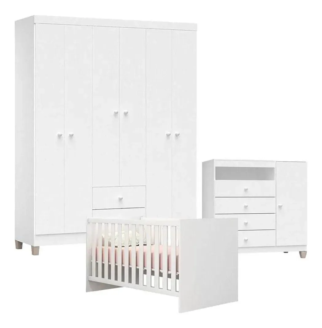 Quarto Bebê 6 Portas Ternura Baby Berço Americano Doce Sonho