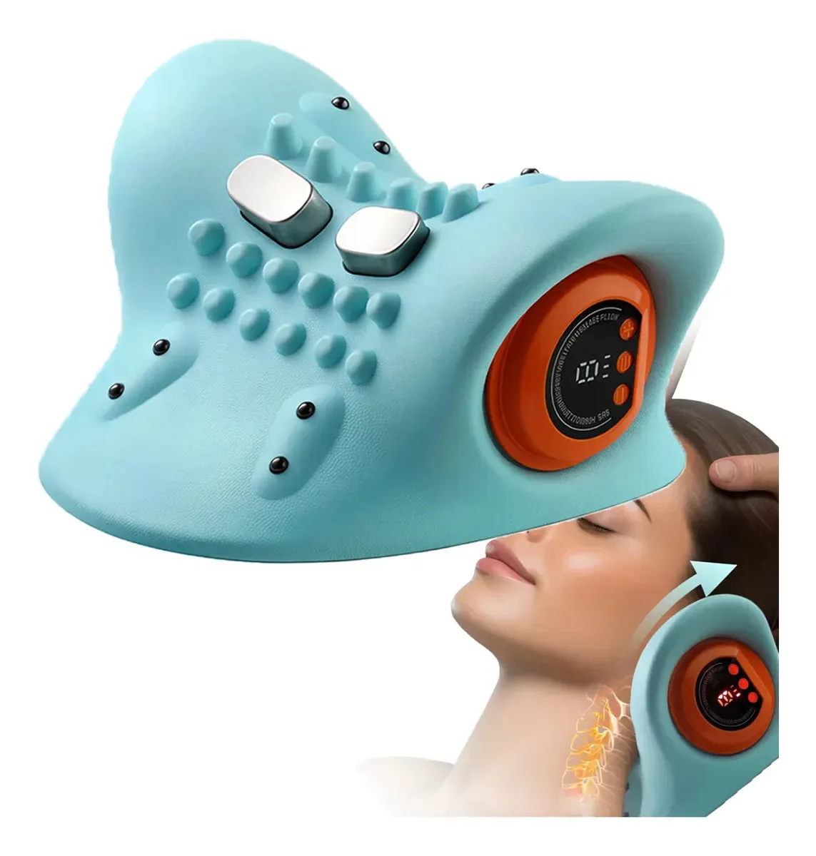 Massageador Cervical Alivia Pescoço Tensão Dores Usb Bavu Azul