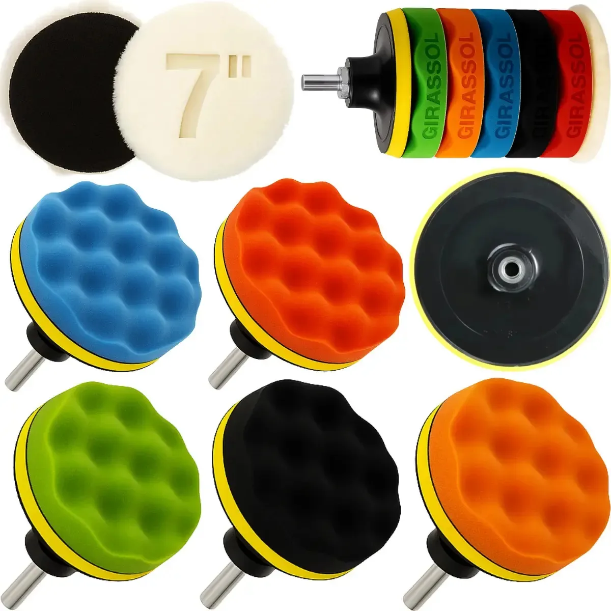 Kit Polimento Automotivo 8 Pçs Boinas 7 Pol. 180mm Furadeira
